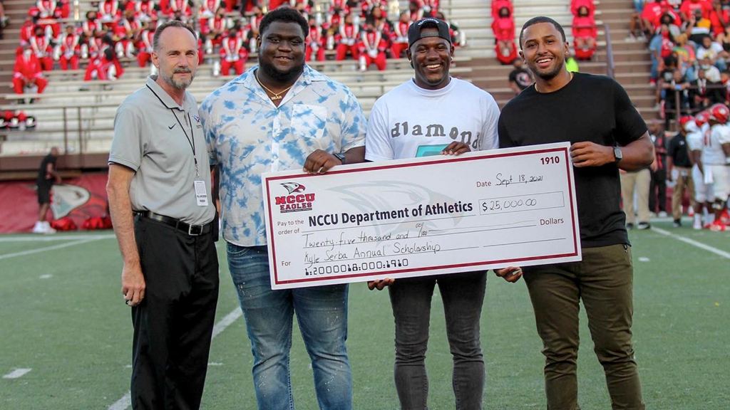NCCU's Kyle Serba Surprised With Endowed Scholarship In His Name By Former Student-Athletes